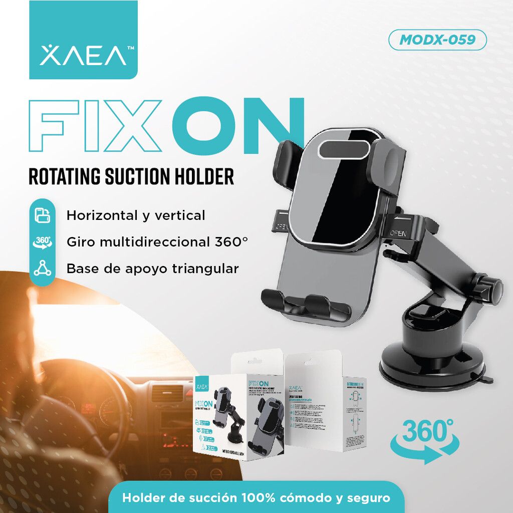 HOLDER SUCCION GIRATORIO CON BRAZO EXTENSIBLE MODX-059 FIX ON - XAEA - NEGRO - Imagen 6
